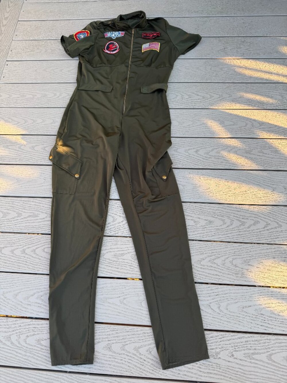 Top Gun Flight Suit Costume Halloween Plus Sz 18-20 Maverick Goose Patch